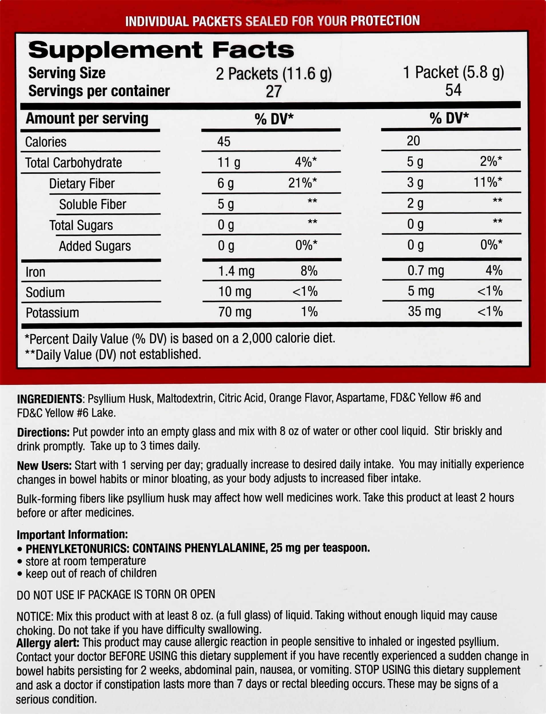 Leader Psyllium Husk Powder con dosificador, ideal para medir la dosis diaria de fibra.