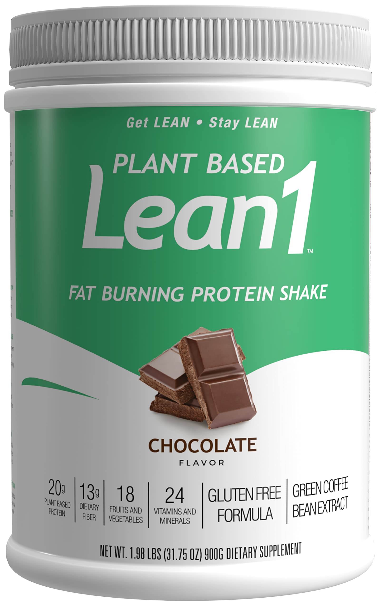 LEAN1 bote chocolate 15 porciones, sabor agradable para comenzar el día