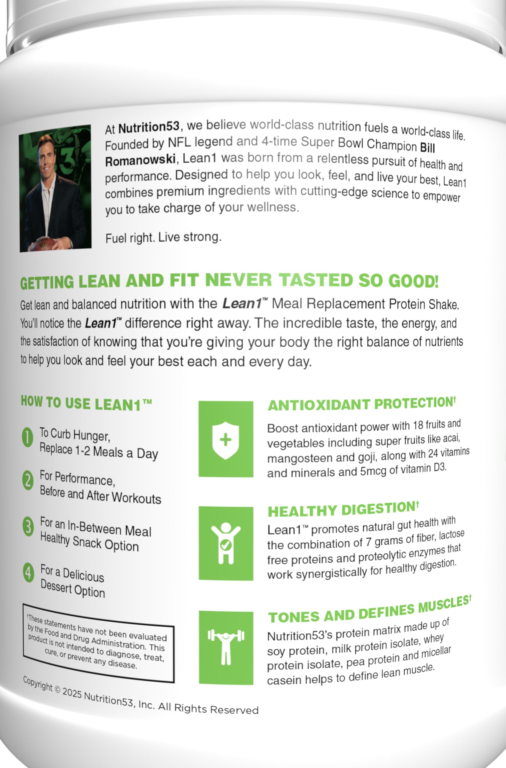 Lean1 salud digestiva con fibra y enzimas para mejor absorción.
