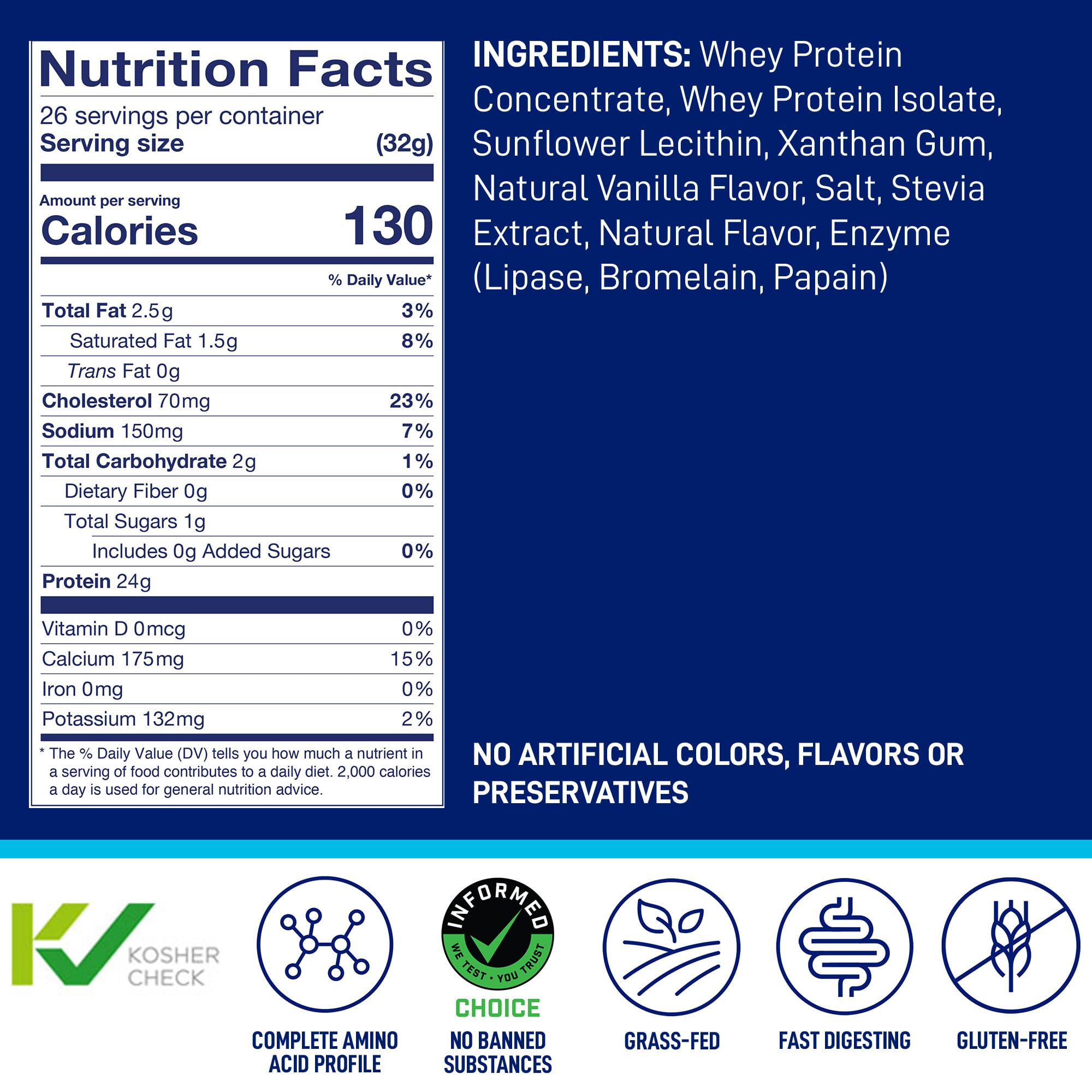 LeanFit WHEY 24 g por porción para apoyar recuperación muscular tras entreno.