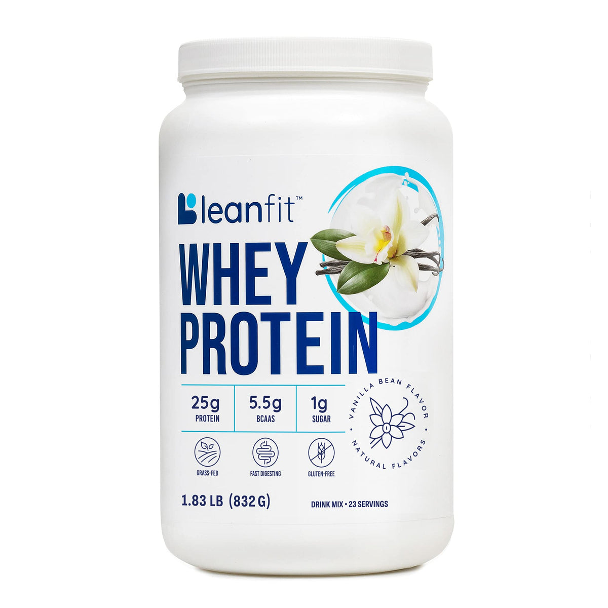 LeanFit WHEY Proteína Natural Vanilla en tubo para batidos post-entrenamiento.