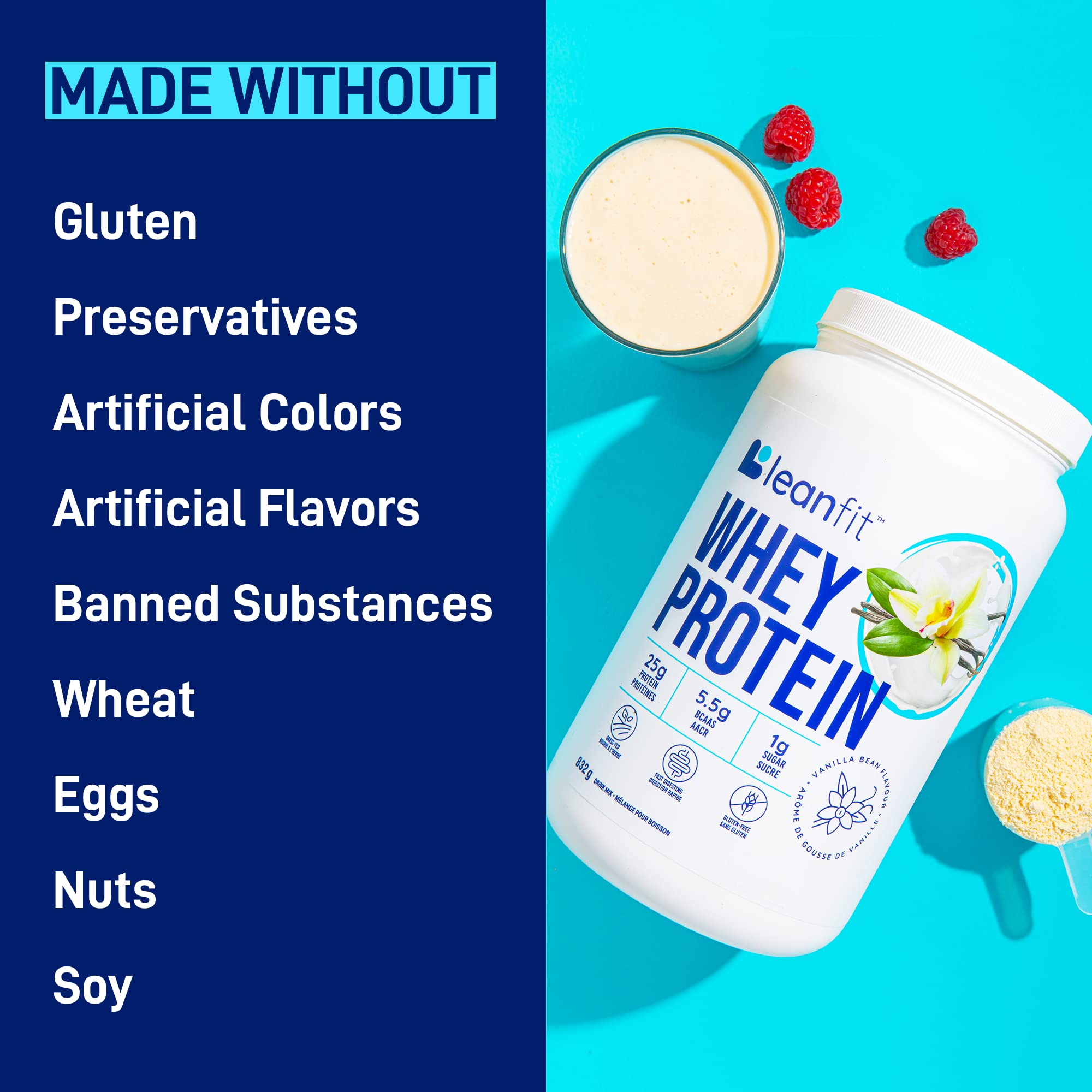 LeanFit WHEY sin gluten para dietas libres de gluten y proteína limpia.
