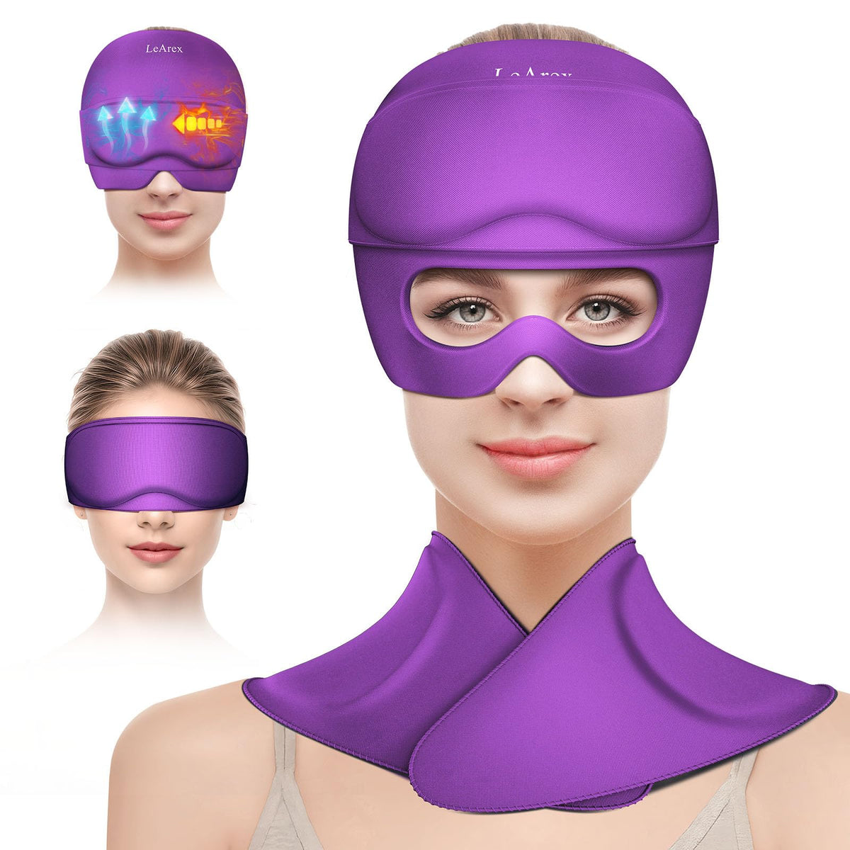 LeArex cap frío para migrañas ofrece alivio refrescante en la cabeza.