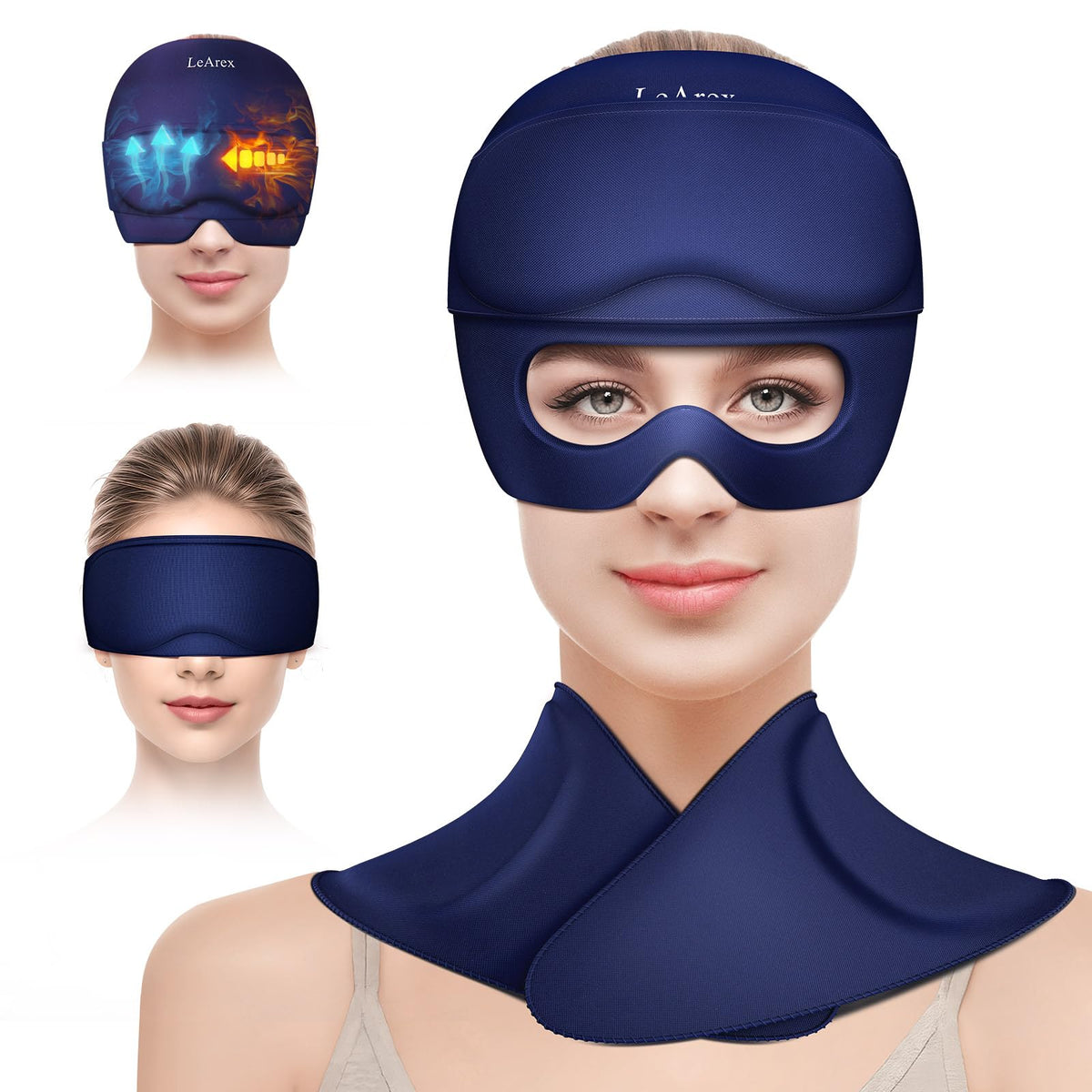 Gorro LeArex para alivio de migraña, enfriamiento envolvente para cabeza.