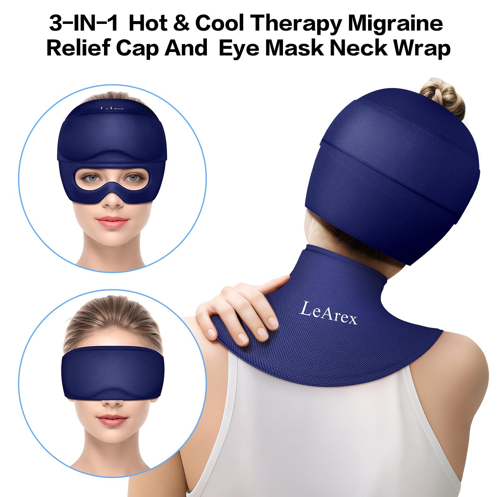 Kit de terapia 3 en 1 LeArex, frío y calor para migrañas.