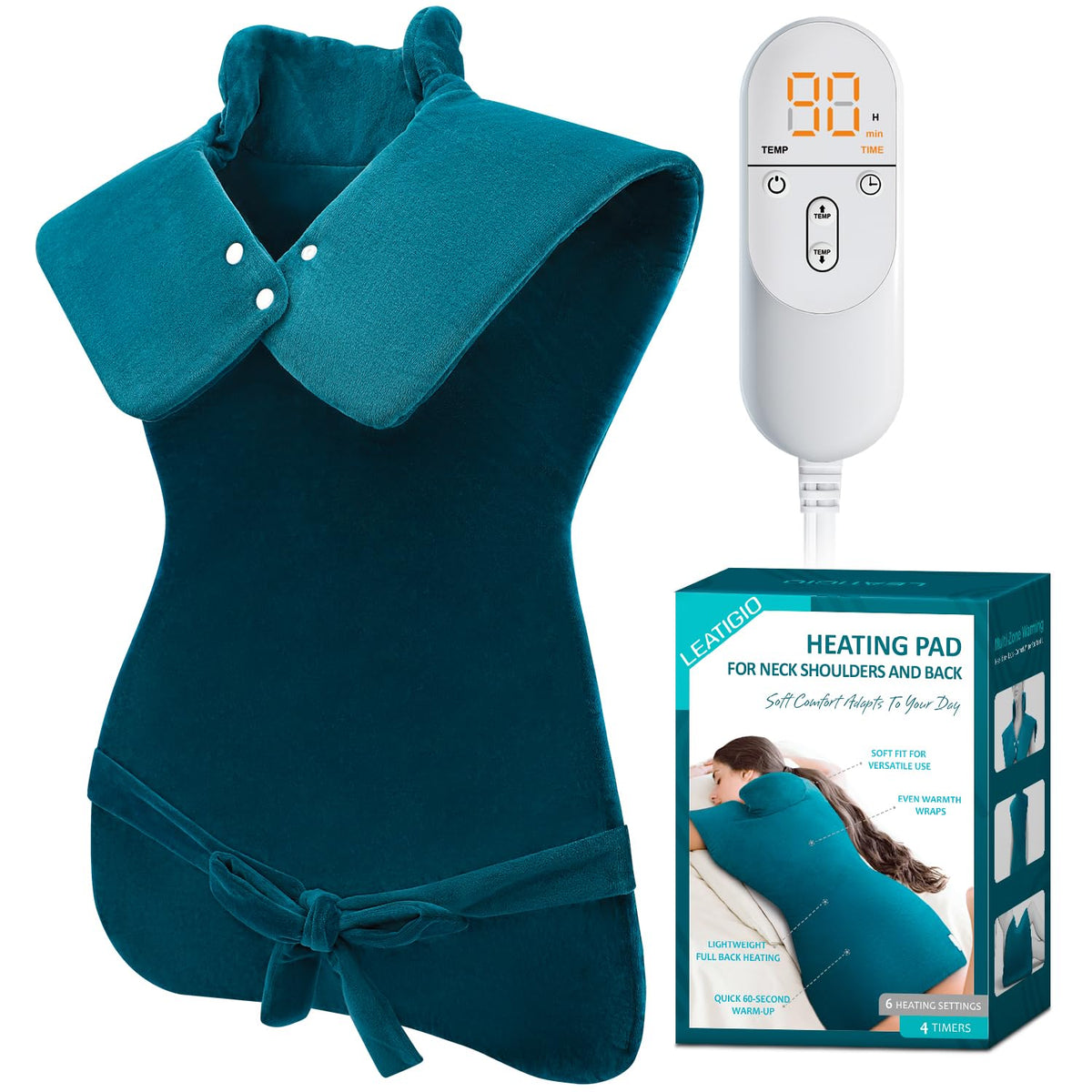 LEATIGIO almohadilla térmica para cuerpo completo, calor envolvente para confort diario