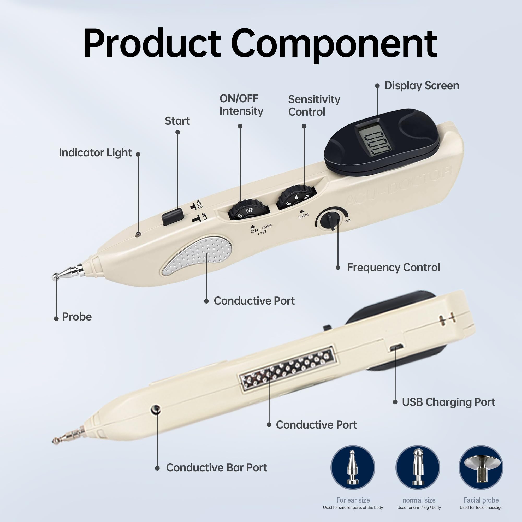 Leawell Pen cabeza grande para masajes profundos en zonas amplias.