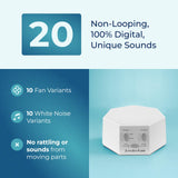 LectroFan Classic con control de volumen preciso para relajación nocturna.