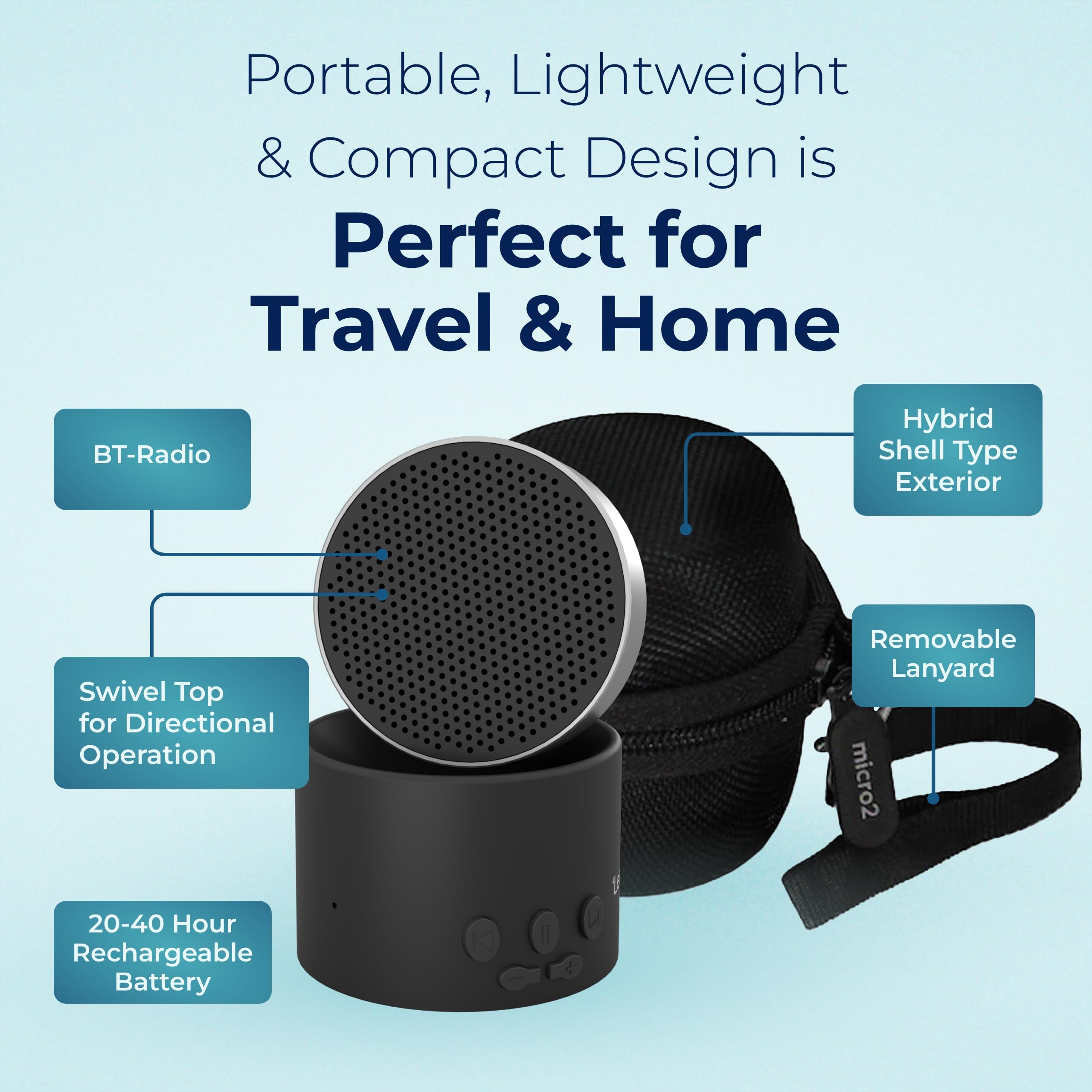 LectroFan Micro2 batería de larga duración para viajar