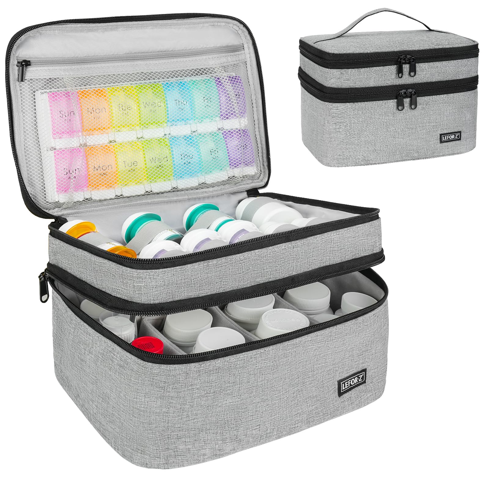 LEFOR·Z bolsa doble capa para medicinas, organización en casa o viaje