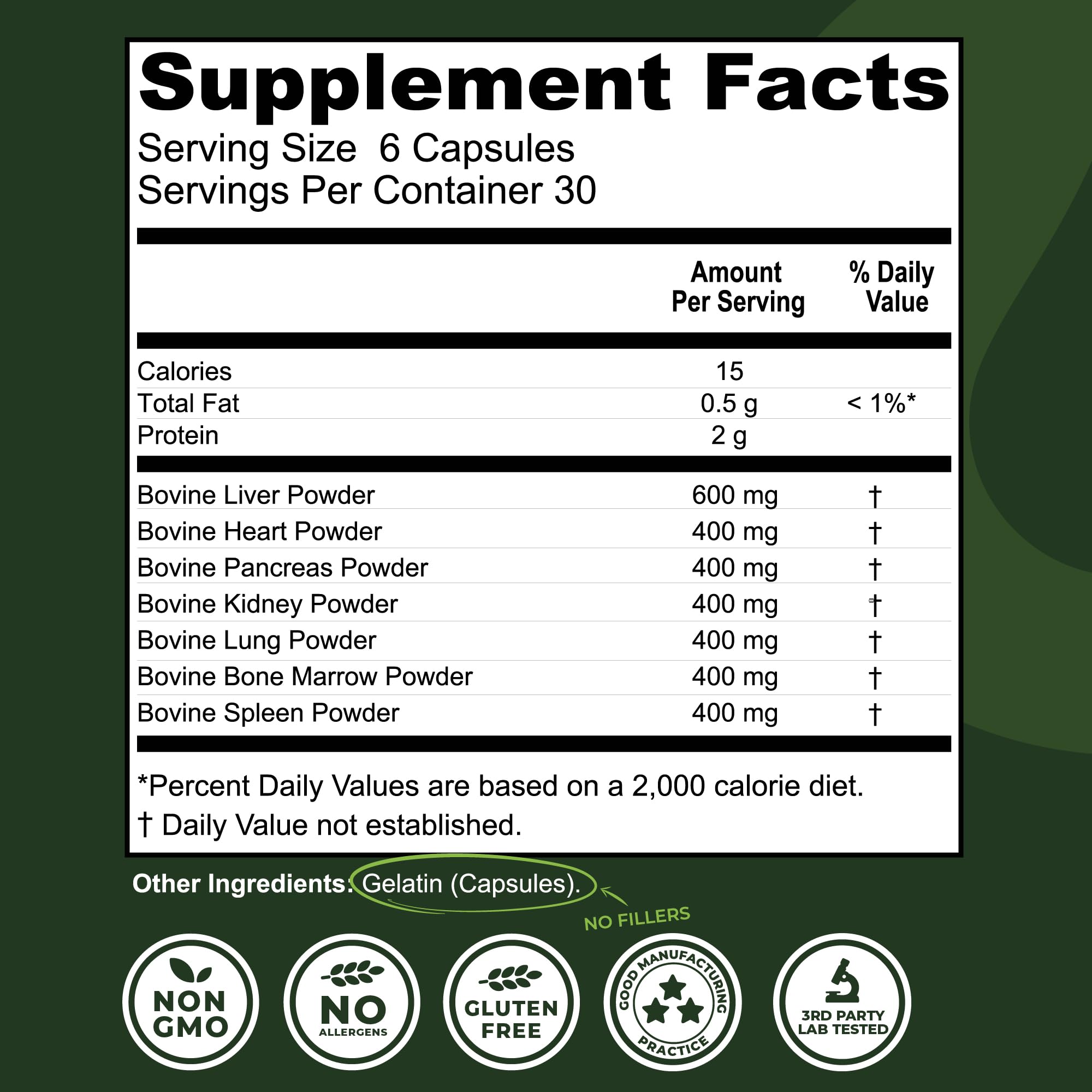 Left Coast Performance botella trasera, información de ingredientes