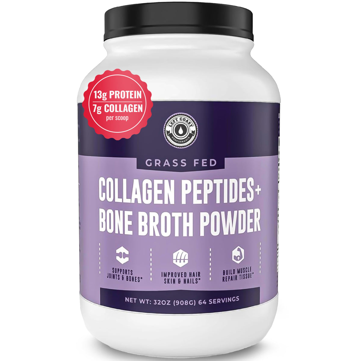 Caldo de hueso con colágeno sin sabor de Left Coast Performance para batidos nutritivos