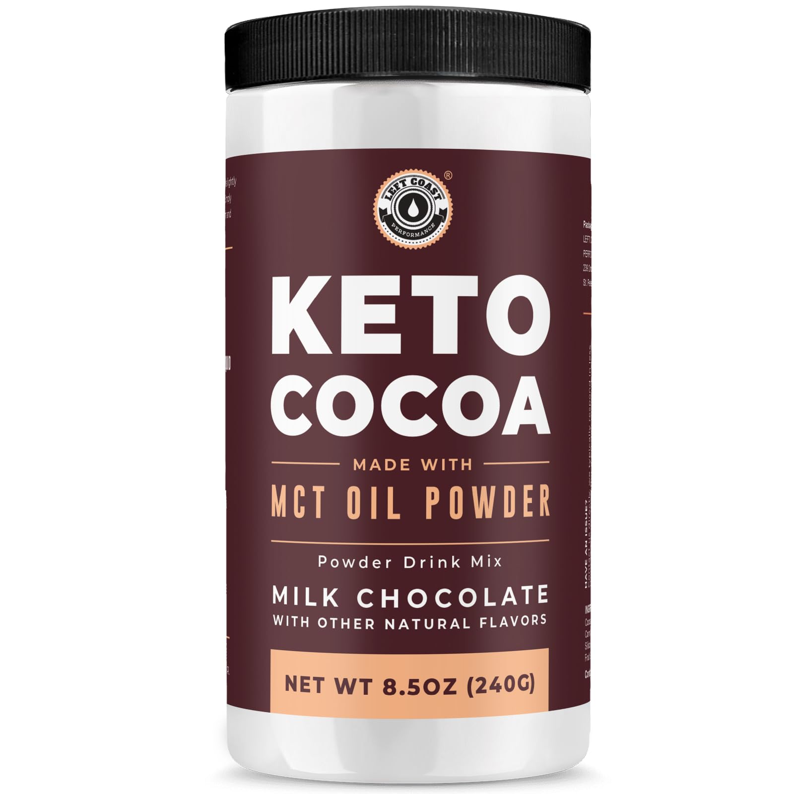 Keto Cocoa de Left Coast Performance en taza caliente, opción sin azúcar para cacao reconfortante