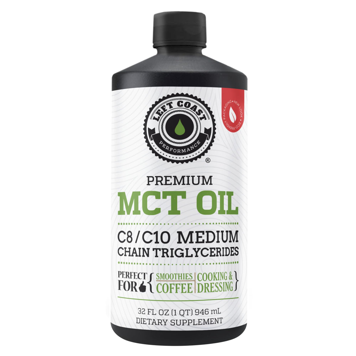 Left Coast Performance MCT Aceite Coco Frasco para energía sostenida diaria