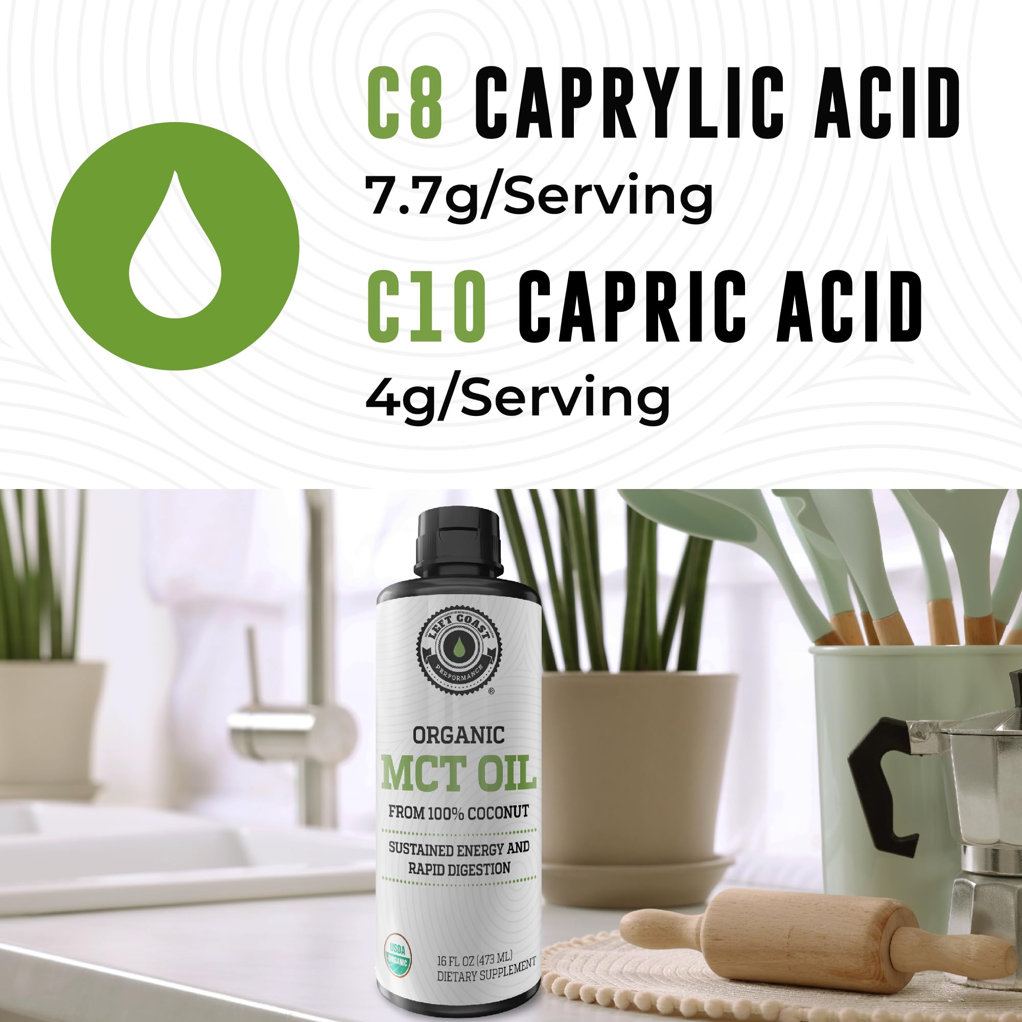Left Coast Performance MCT Organico Aceite Coco en receta baja carbohidratos para estilo keto
