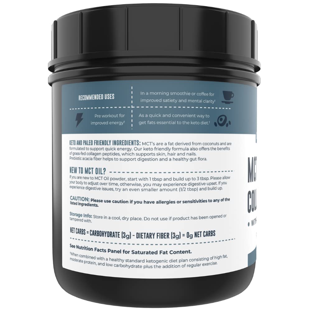 Left Coast Performance MCT Polvo en envase de 16 oz para uso diario.