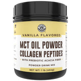 Left Coast Performance MCT Polvo vainilla en frasco, crema suave para café keto