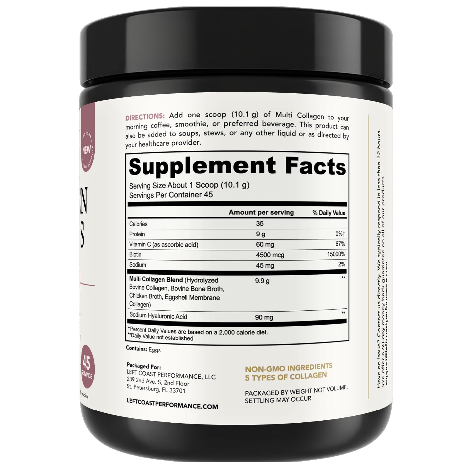 Left Coast Performance Multi Collagen con Biotina para cabello