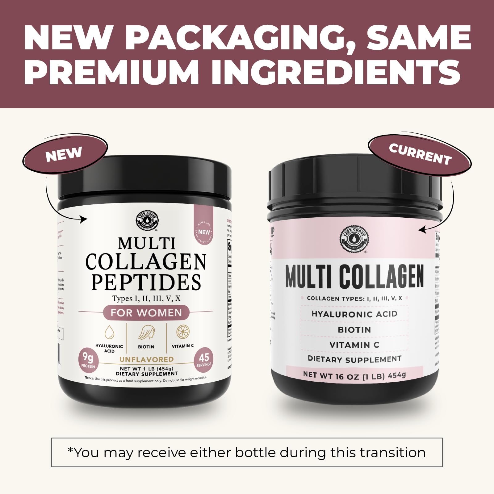 Left Coast Performance Multi Collagen con cuchara medidora para dosis diaria