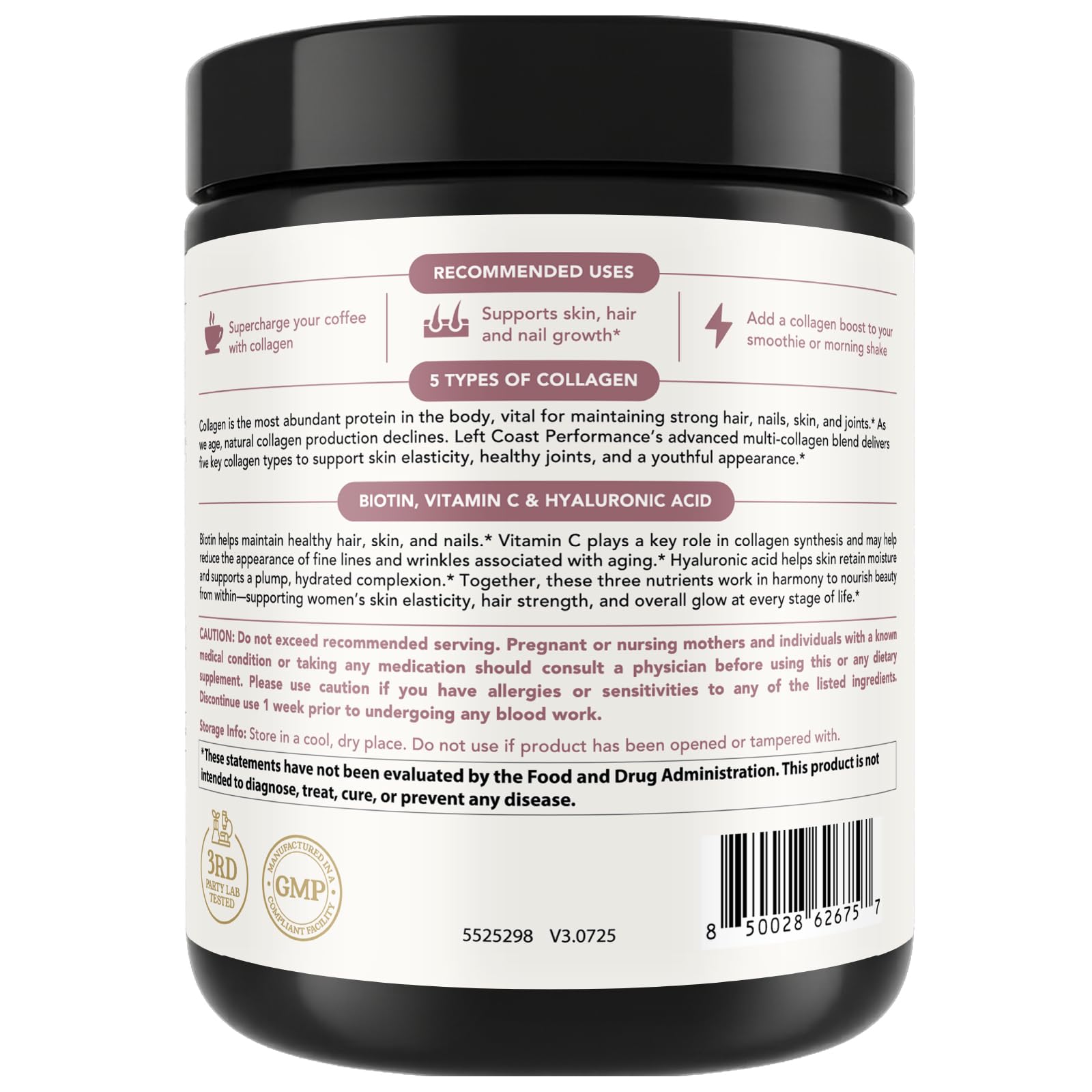 Left Coast Performance Multi Collagen para piel y articulaciones