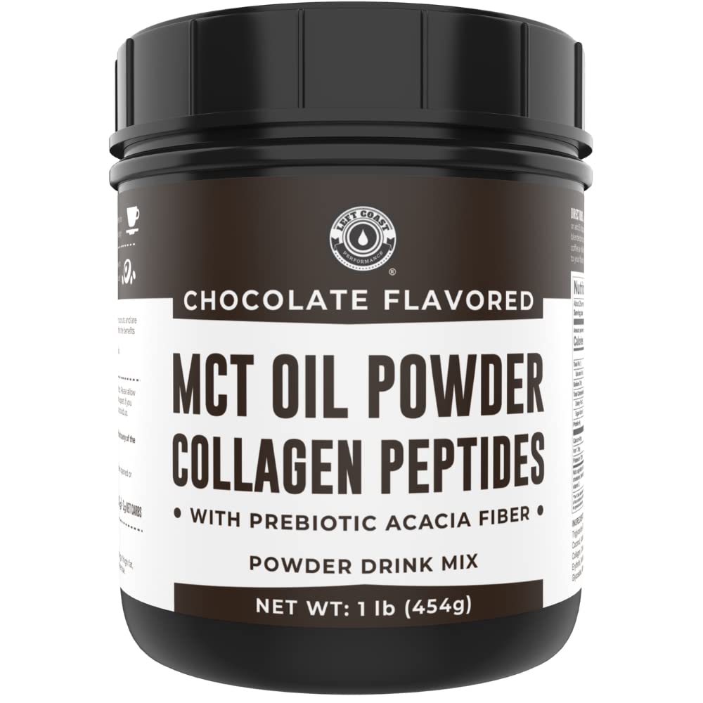 Left Coast Performance polvo MCT con acacia y colágeno para energía sostenida.