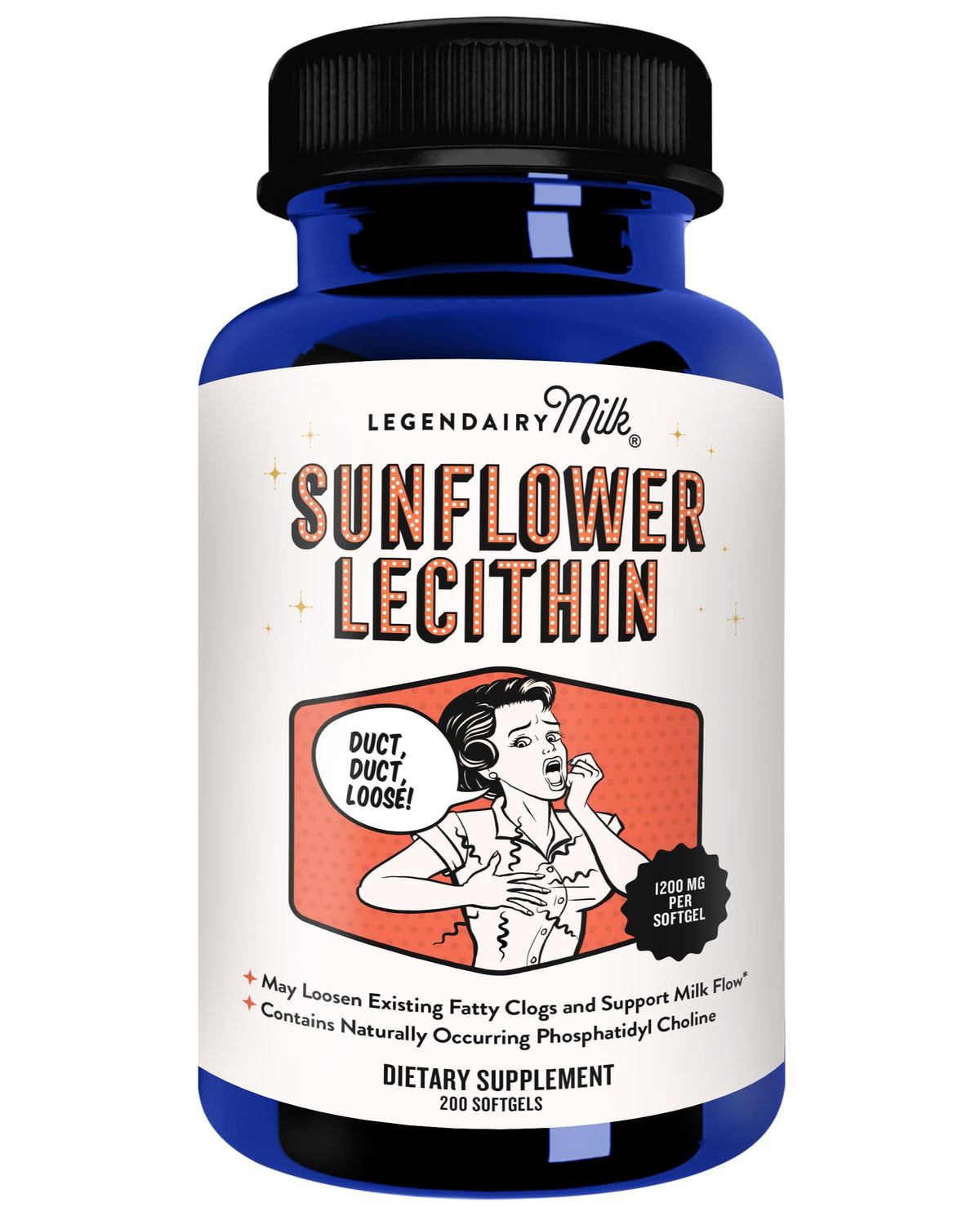 Legendairy Milk Lecitina de Girasol 1200 mg, cápsulas blandas fáciles de tomar.