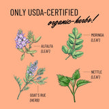 Legendairy Milk alfalfa, fuente natural de nutrientes para madres lactantes