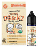 Legendairy Milk Vitamin D Drops en botella: apoyo diario al desarrollo óseo del bebé.