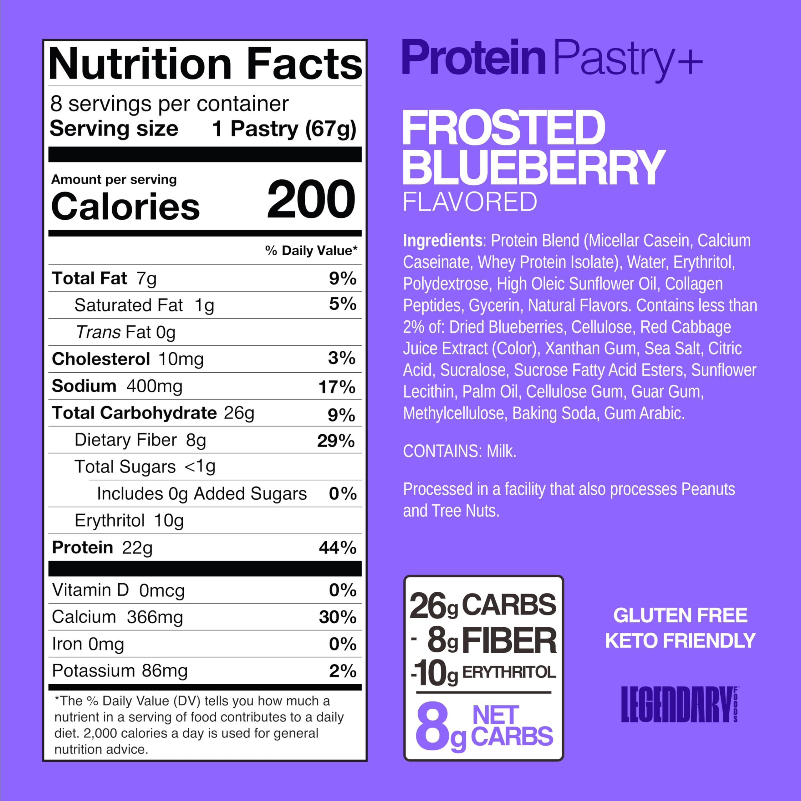 Legendary Foods barra-individual proteica 22g, porcion lista para llevar.