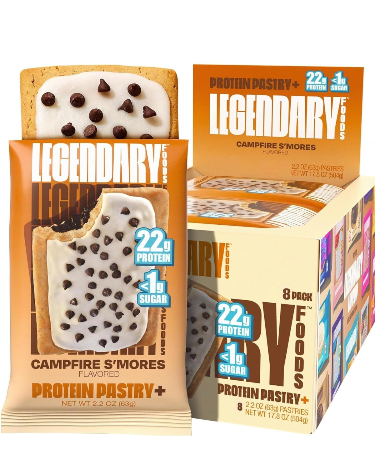 Legendary Foods pastel proteico 22 g, snack alto en proteína para llevar