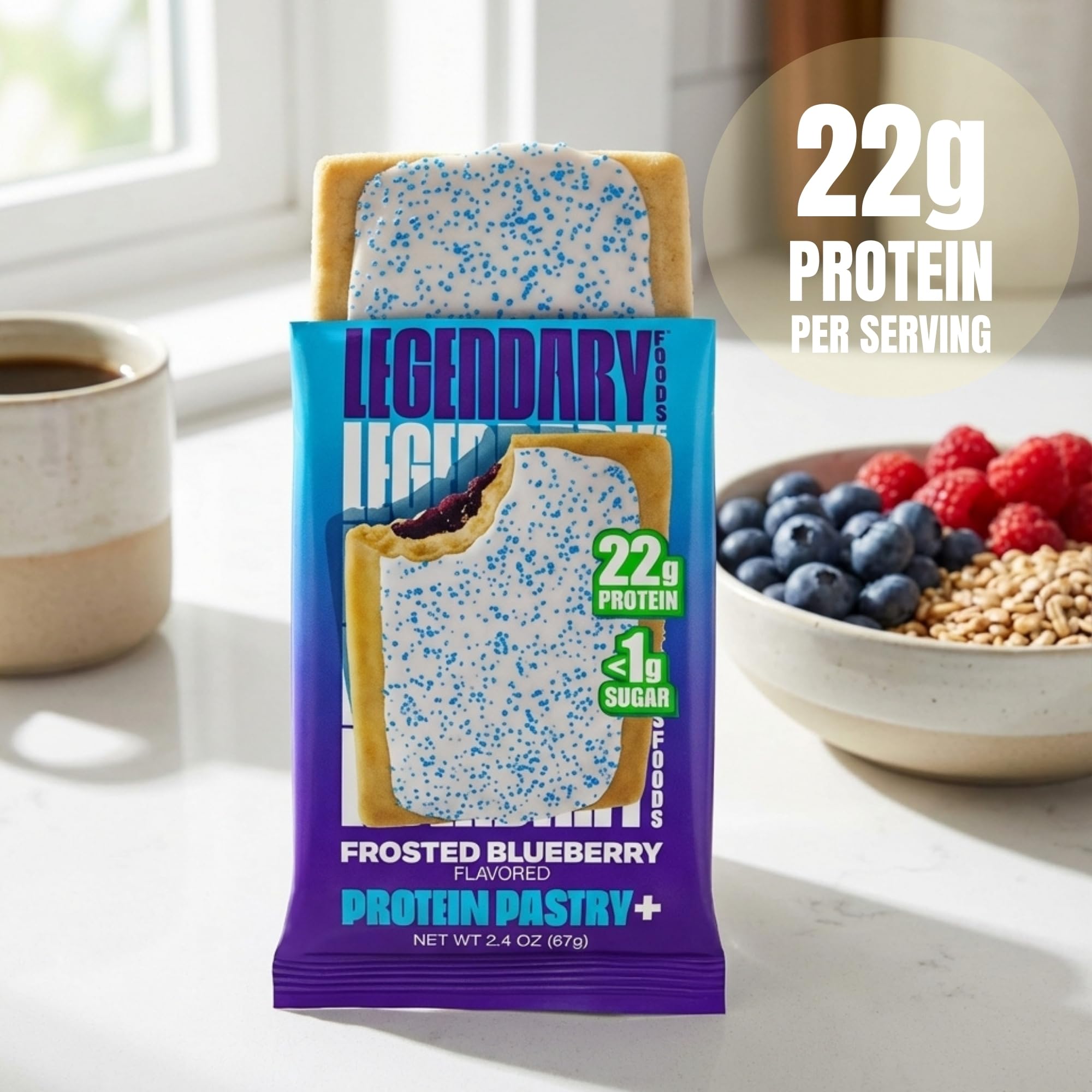 Legendary Foods contiene suero-de-proteina para energia sostenida.