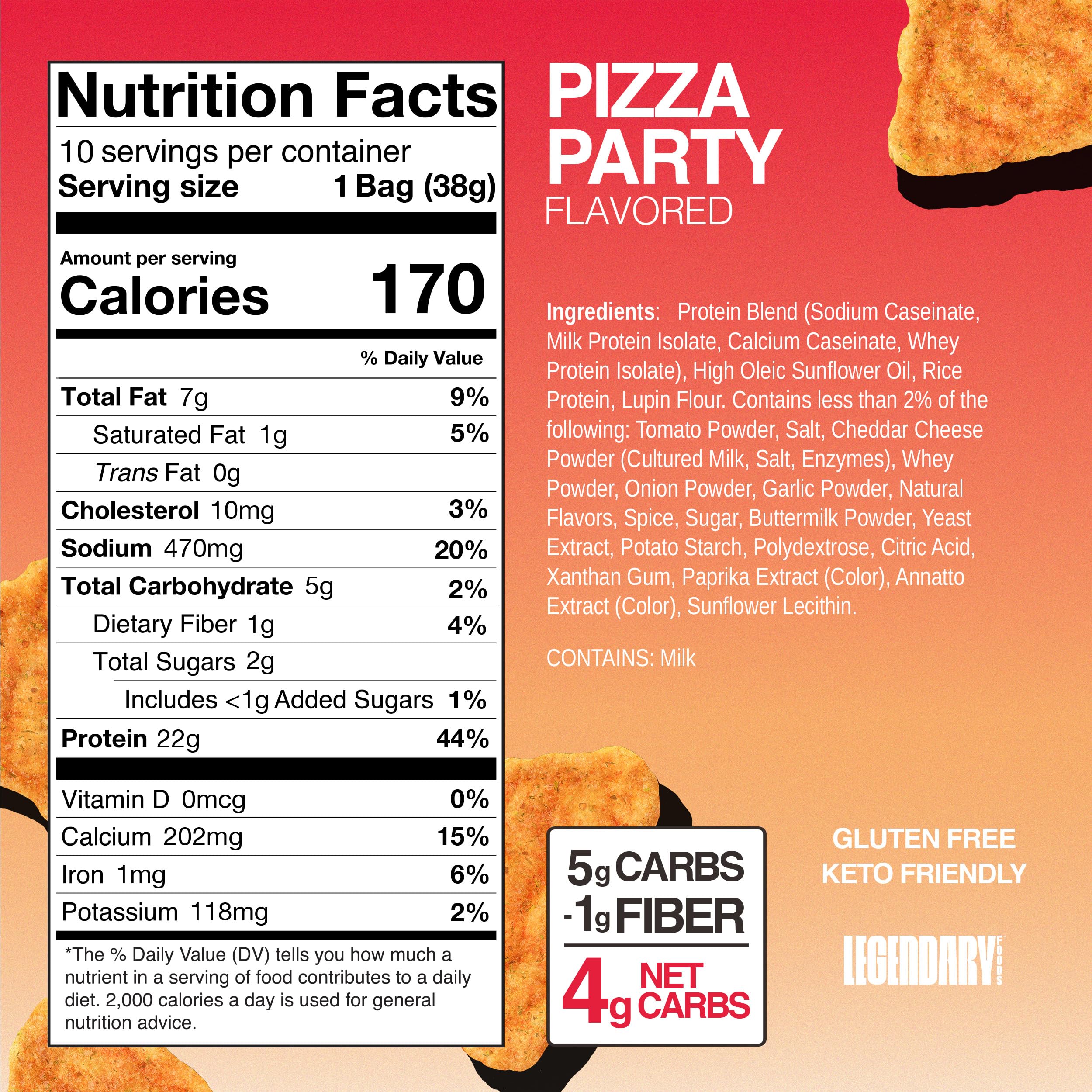 Pizza Party chips de proteína de Legendary Foods: textura crujiente.