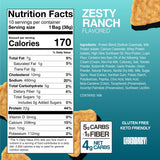 Legendary Foods Zesty Ranch chips, etiqueta visible, plan cetogénico y carbohidratos controlados