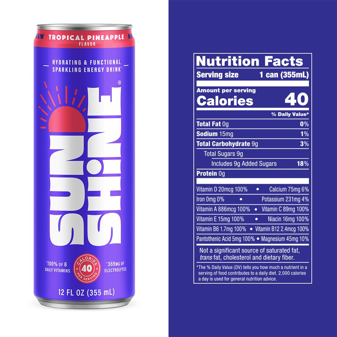 Legendary Sunshine lata efervescente con piña para energía suave durante el día.