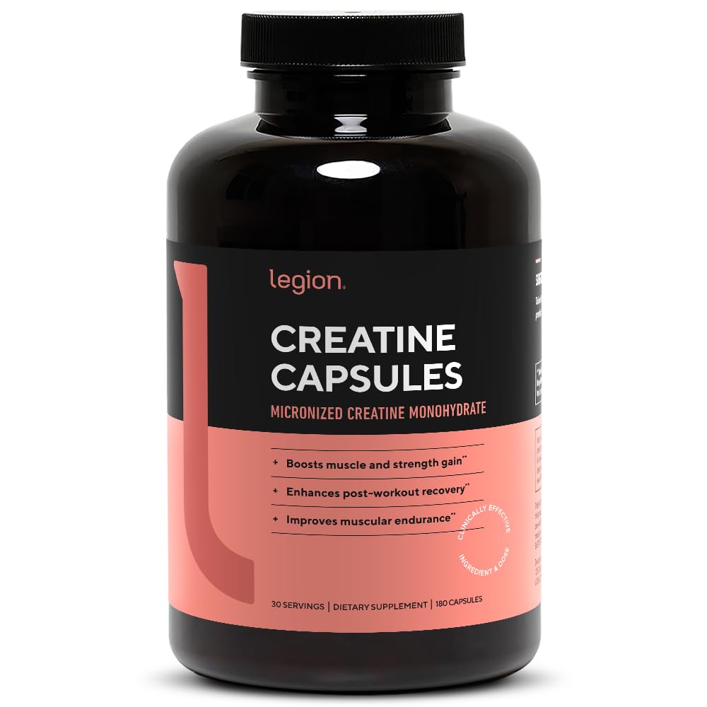 LEGION creatina micronizada en bote para más energía en entrenamientos intensos.