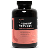 LEGION creatina micronizada en bote para más energía en entrenamientos intensos.