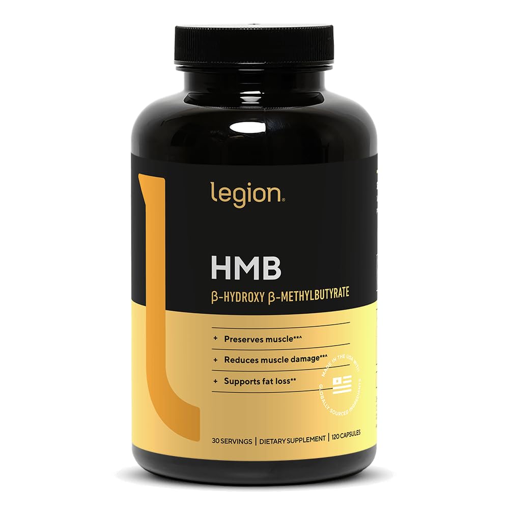 LEGION HMB cápsulas en bote, soporte para defensa muscular y uso diario cómodo.