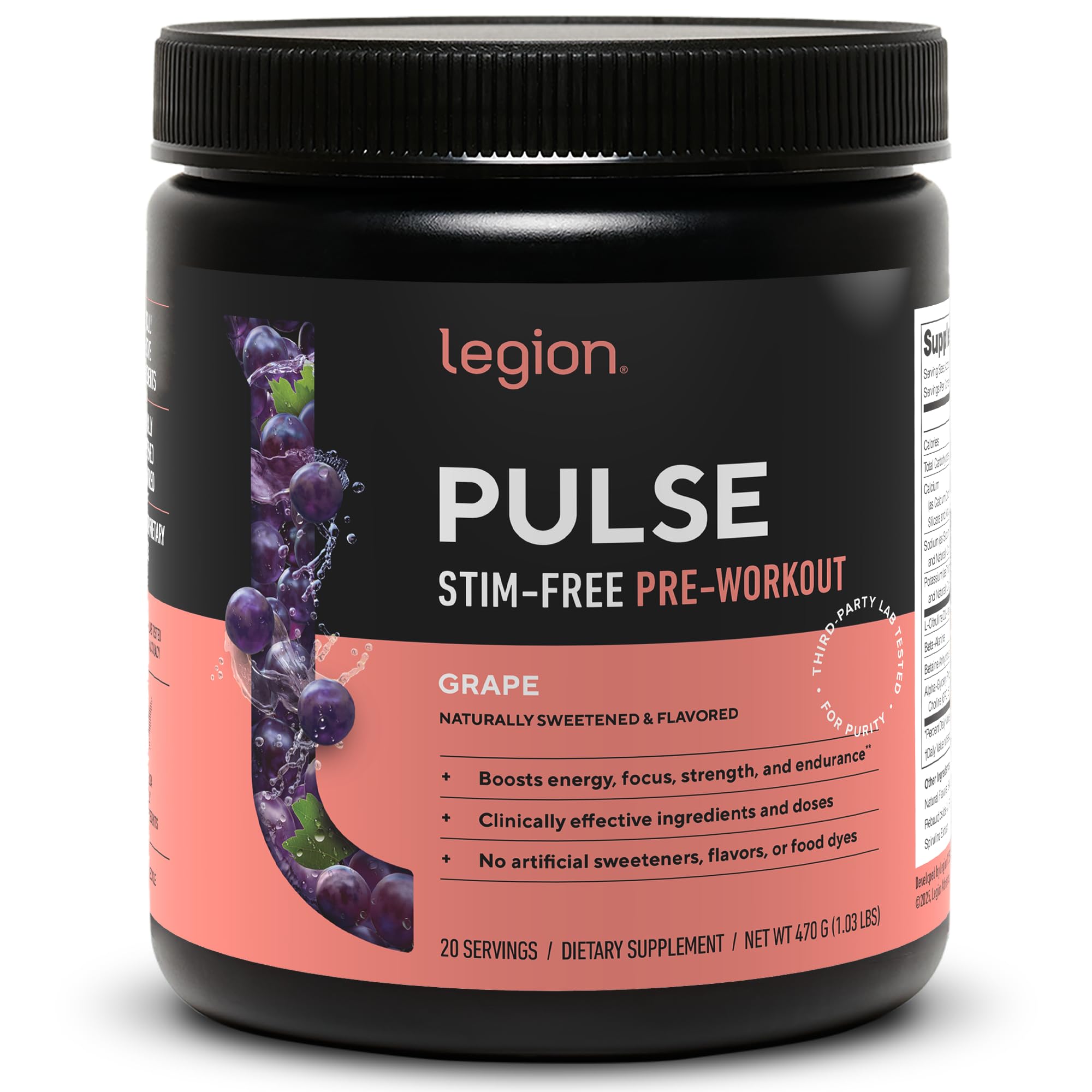 LEGION Pulse: etiqueta frontal, energía sostenida para entrenar.