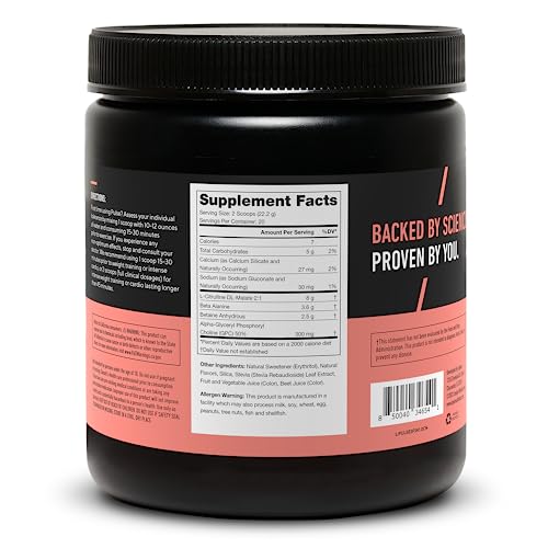 LEGION Pulse etiqueta transparente muestra ingredientes y dosis.