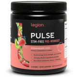 LEGION Pulse frasco sin cafeína, sabor fresa kiwi, listo para entrenar.