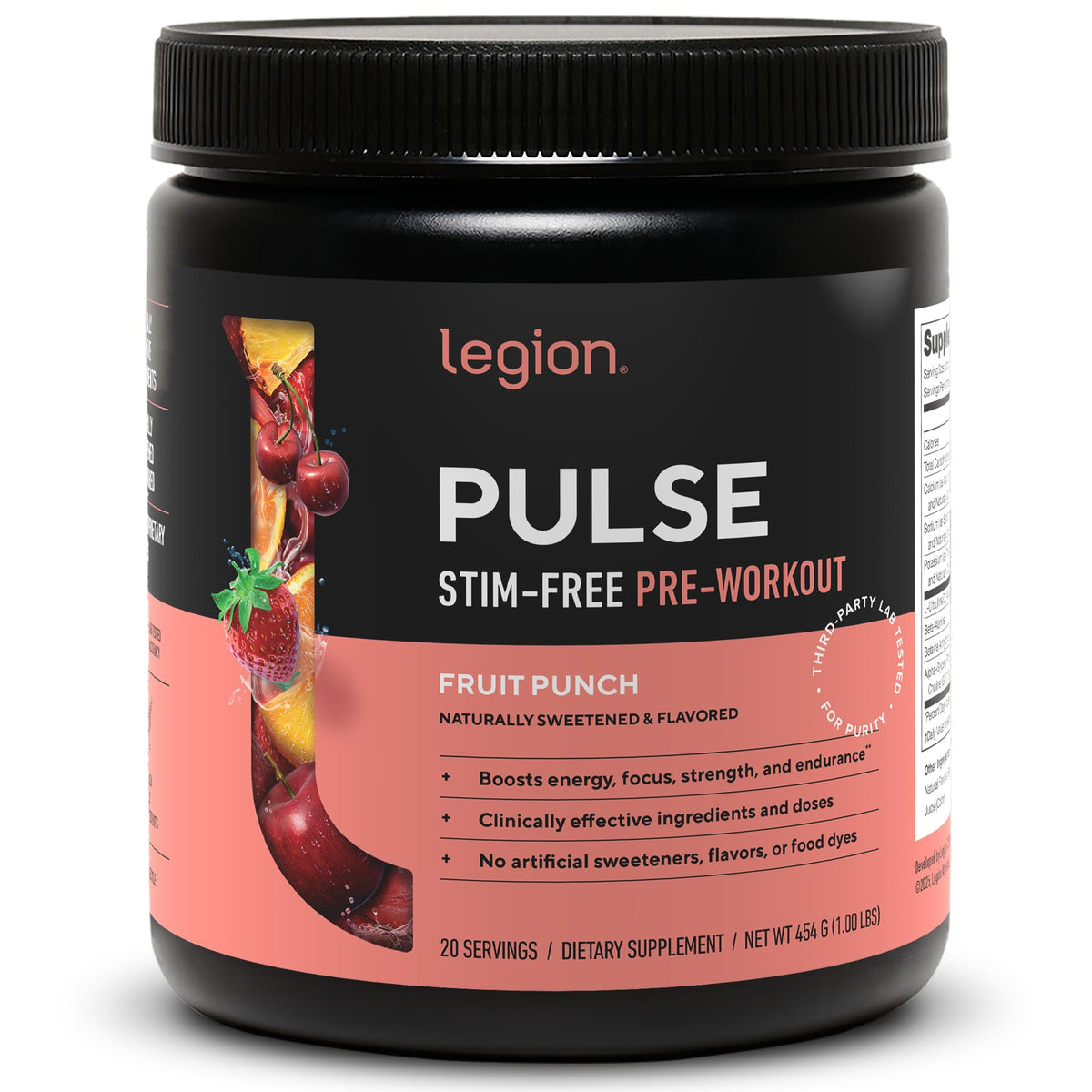 LEGION Pulse en botella energizante para sesiones de entrenamiento intensas sin estimulantes.