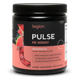 LEGION Pulse Pre Entrenamiento sabor sandía, energía sostenida para entrenos intensos.