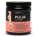 Legion Pulse Pre-Workout: empaque frontal muestra la marca y color vibrante para entrenamientos