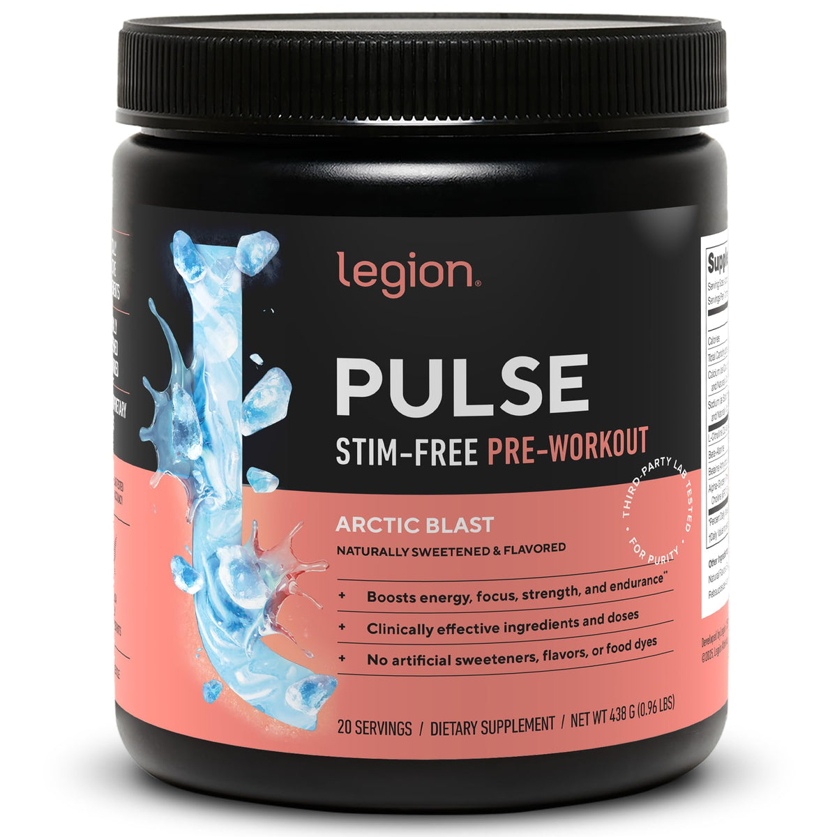 Pulse LEGION, bote de preentrenamiento sin estimulantes para entrenar con energía estable.