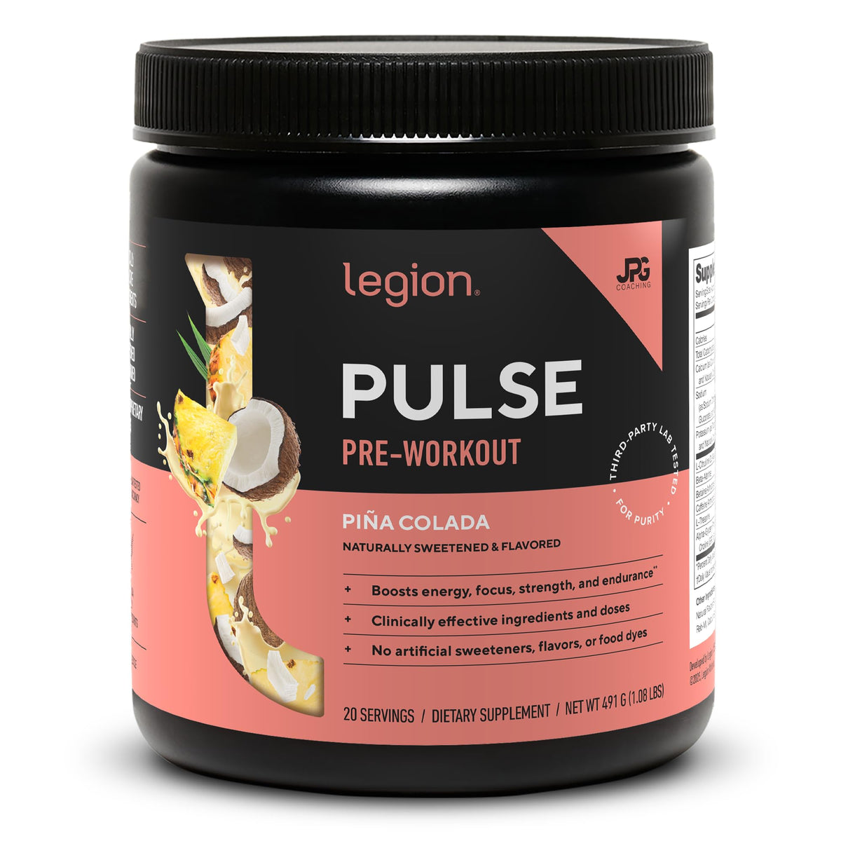 LEGION Pulse Preworkout energía sostenida para entrenamientos intensos.