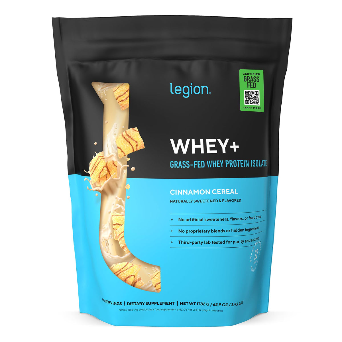 LEGION Whey+ isolate, sabor canela cereal en lata para recuperación tras entrenar