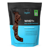 LEGION Whey+ Isolate Chocolate, lata frontal, proteína limpia para recuperación posentrenamiento.