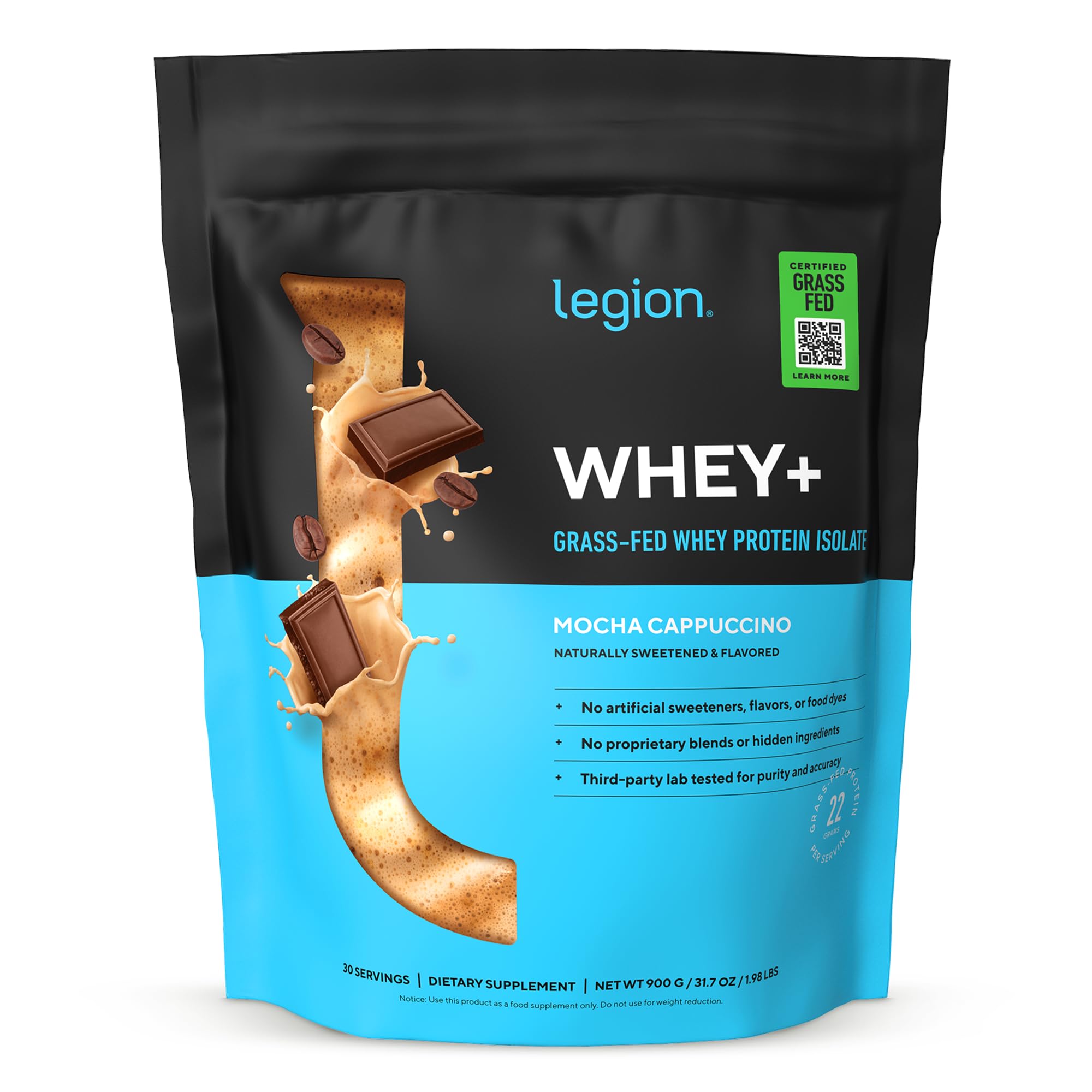 LEGION Whey+ Isolate sabor Mocha Cappuccino, batido cremoso para recuperación tras entreno