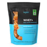 LEGION Whey+ proteina aislada caramelo salado en envase para batidos rápidos