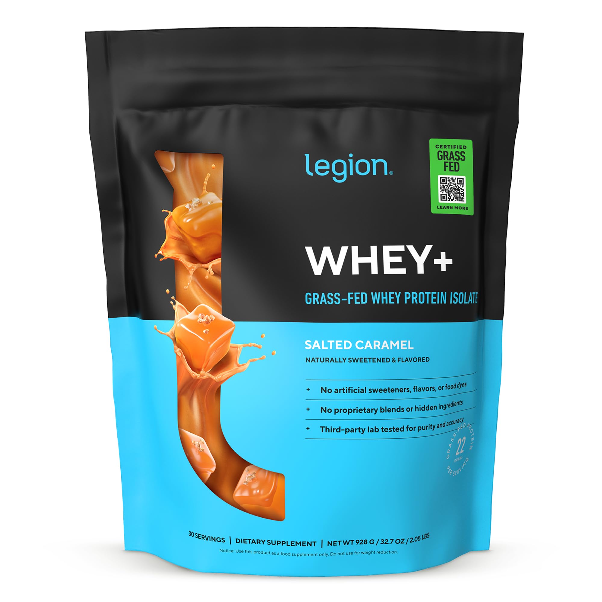 Proteína Legion Whey+ aislada sabor caramelo salado lista para batir
